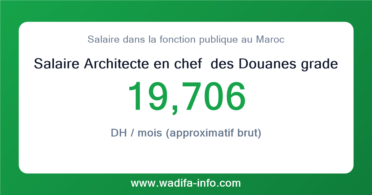Salaire Architecte en chef  des Douanes grade principal au Maroc 2026 — grille officielle de la fonction publique
