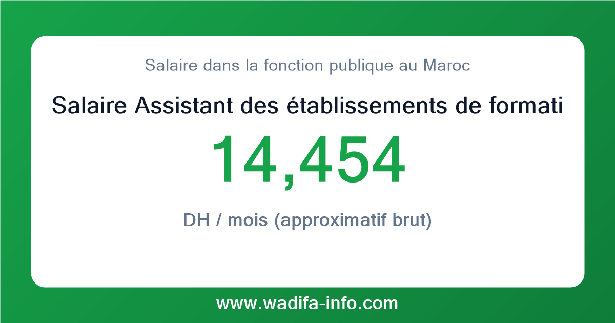 Salaire Assistant des établissements de formation des cadres du grade "B" au Maroc 2026 — grille officielle de la fonction publique