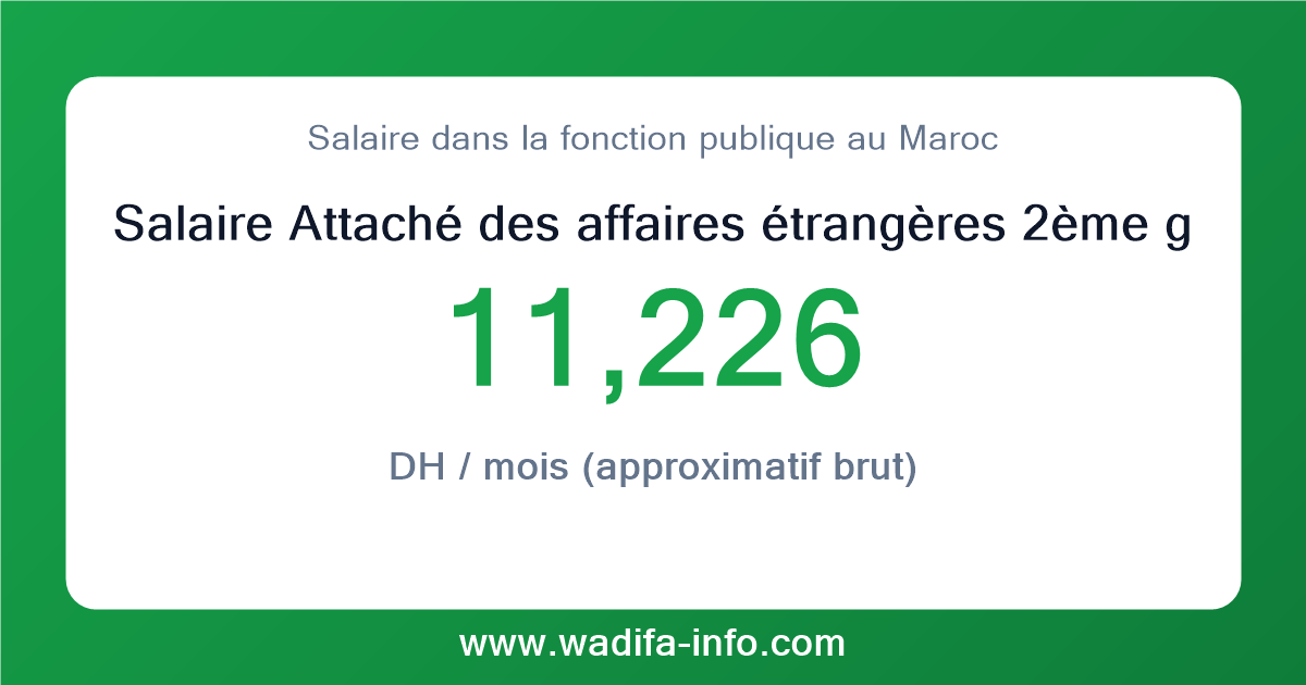 Salaire Attaché des affaires étrangères 2ème grade au Maroc 2026 — grille officielle de la fonction publique