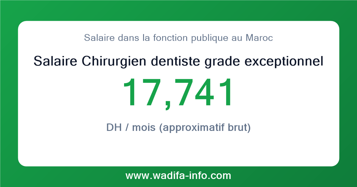 Salaire Chirurgien dentiste grade exceptionnel au Maroc 2026 — grille officielle de la fonction publique