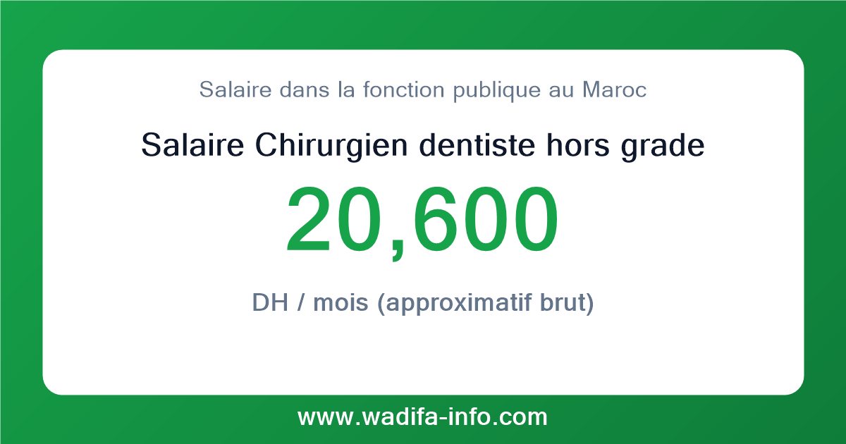 Salaire Chirurgien dentiste hors grade au Maroc 2026 — grille officielle de la fonction publique