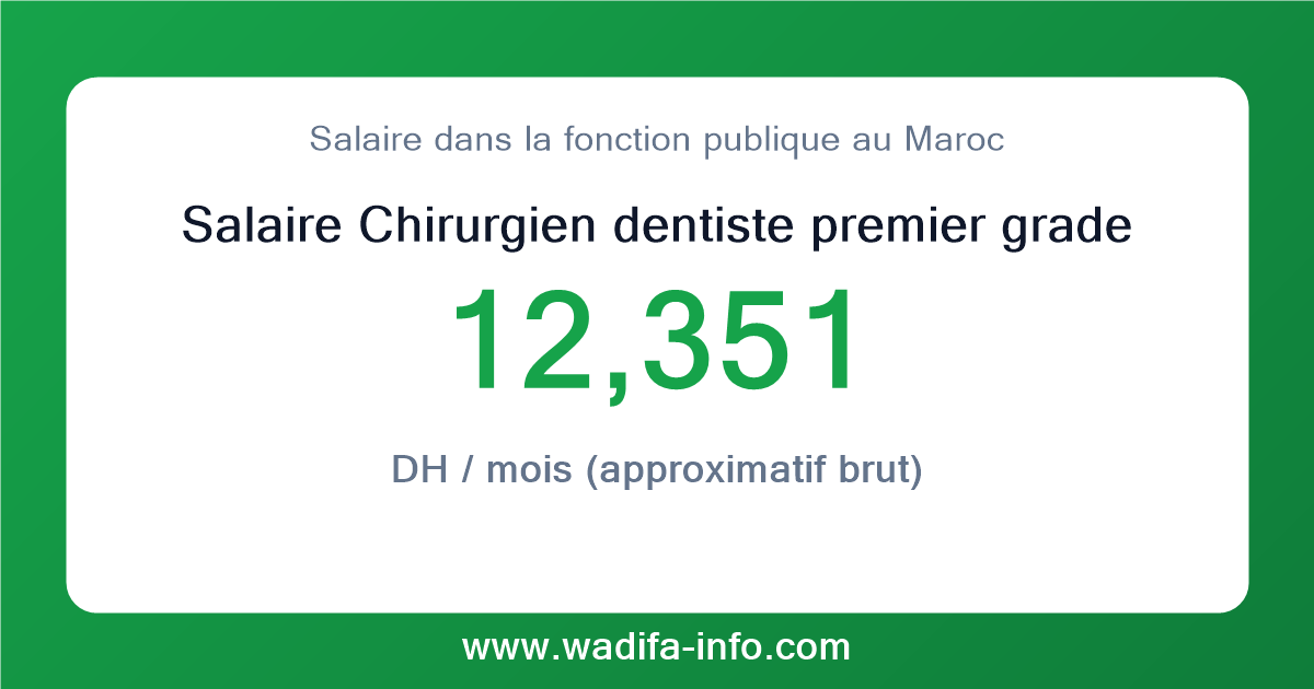 Salaire Chirurgien dentiste premier grade au Maroc 2026 — grille officielle de la fonction publique