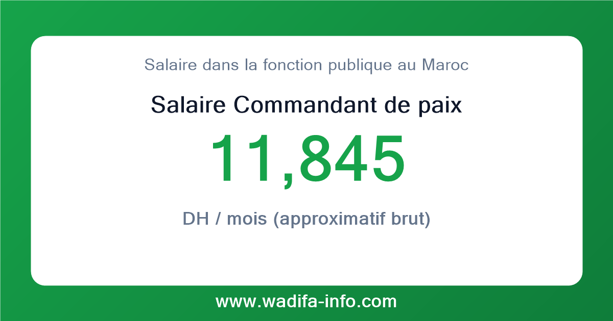 Salaire Commandant de paix au Maroc 2026 — grille officielle de la fonction publique