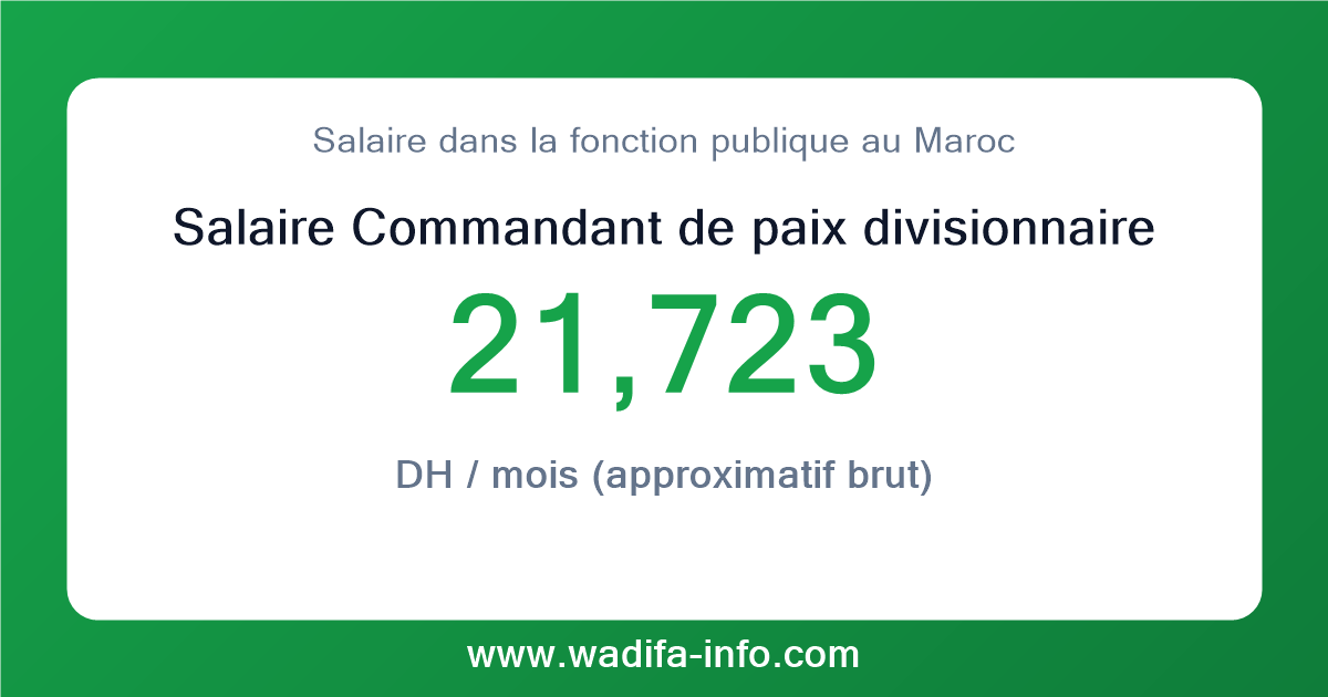 Salaire Commandant de paix divisionnaire au Maroc 2026 — grille officielle de la fonction publique