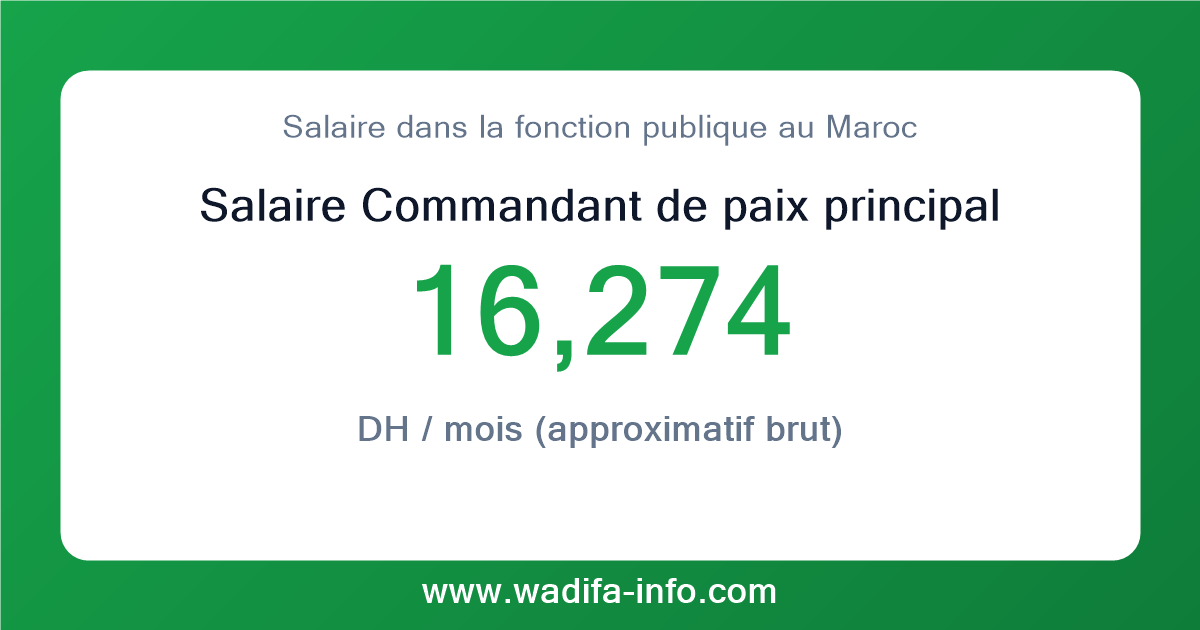 Salaire Commandant de paix principal au Maroc 2026 — grille officielle de la fonction publique
