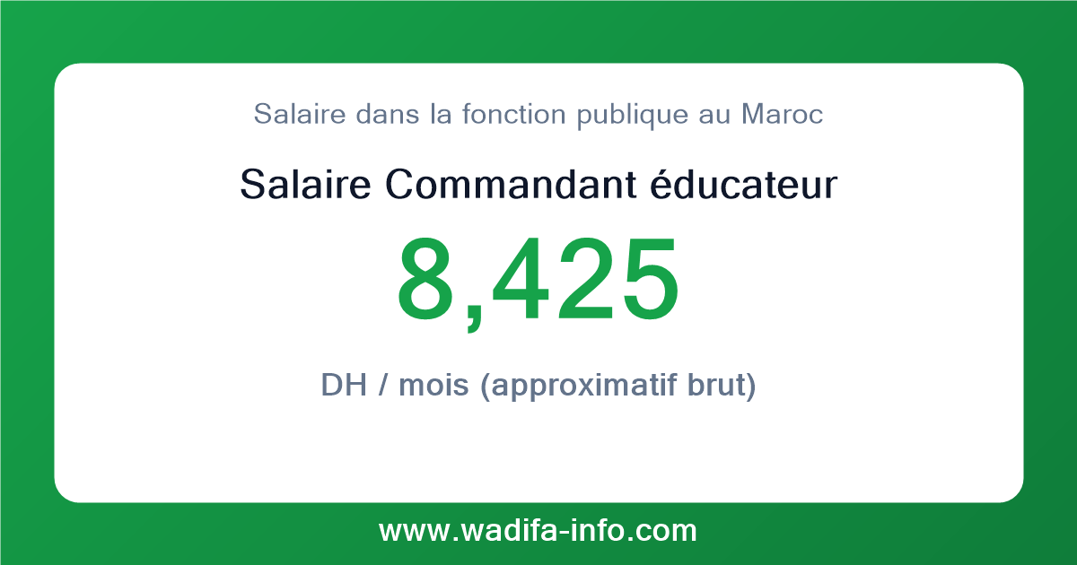 Salaire Commandant éducateur au Maroc 2026 — grille officielle de la fonction publique