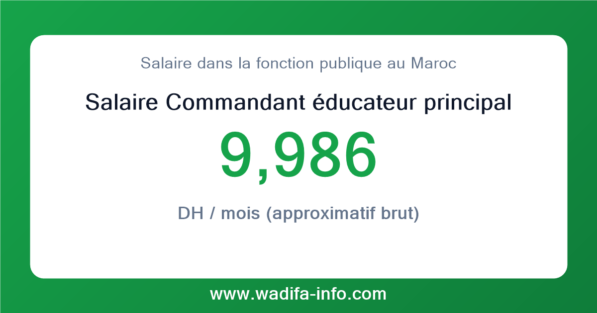 Salaire Commandant éducateur principal au Maroc 2026 — grille officielle de la fonction publique
