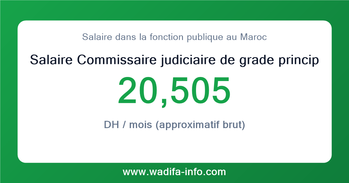 Salaire Commissaire judiciaire de grade principal au Maroc 2026 — grille officielle de la fonction publique