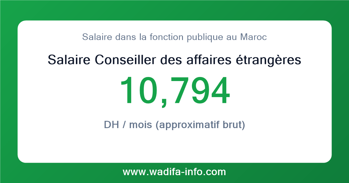 Salaire Conseiller des affaires étrangères au Maroc 2026 — grille officielle de la fonction publique