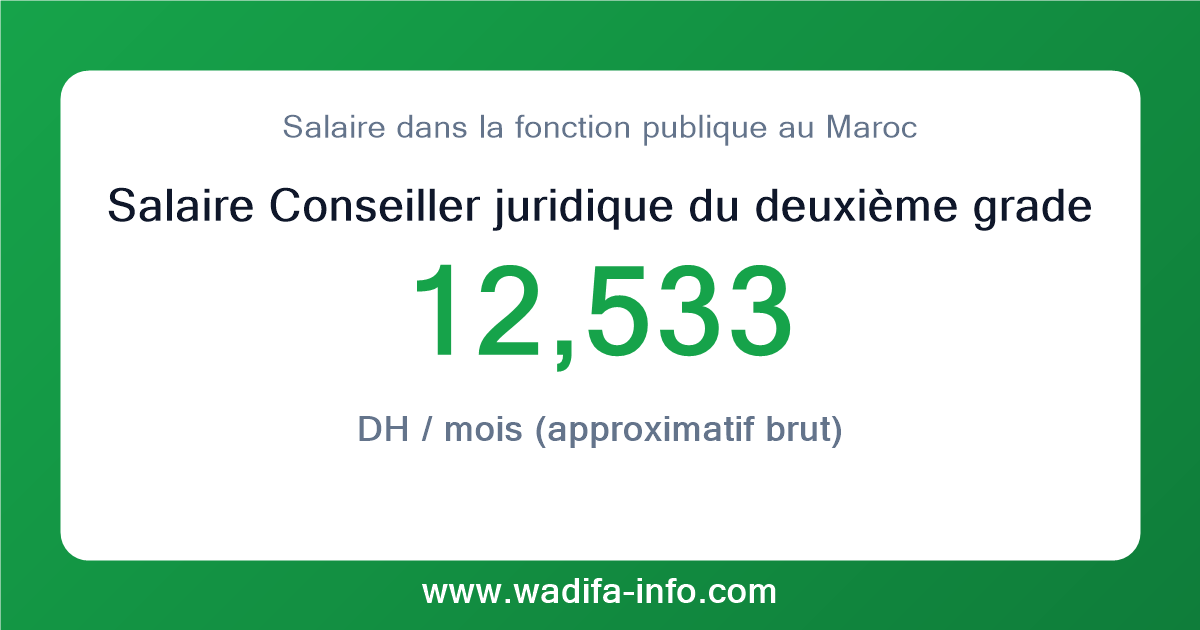 Salaire Conseiller juridique du deuxième grade au Maroc 2026 — grille officielle de la fonction publique