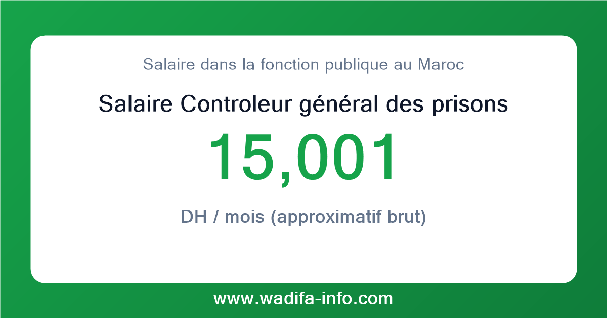 Salaire Controleur général des prisons au Maroc 2026 — grille officielle de la fonction publique