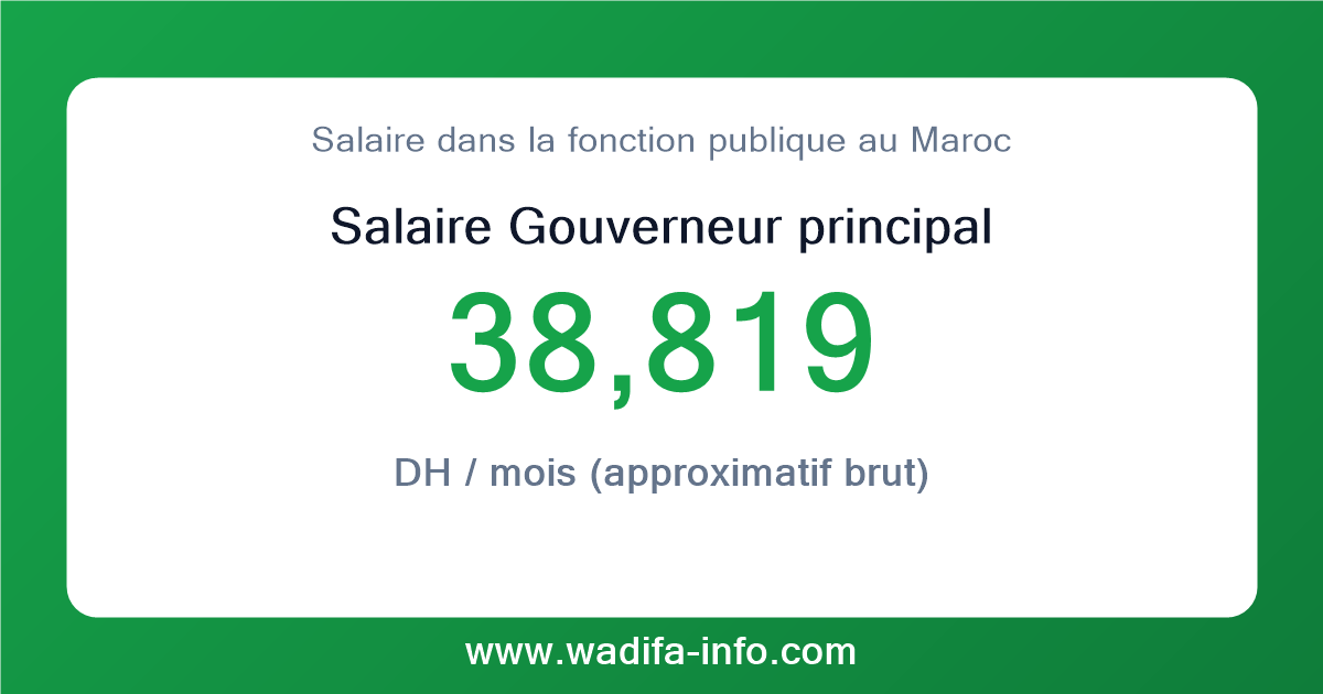 Salaire Gouverneur principal au Maroc 2026 — grille officielle de la fonction publique