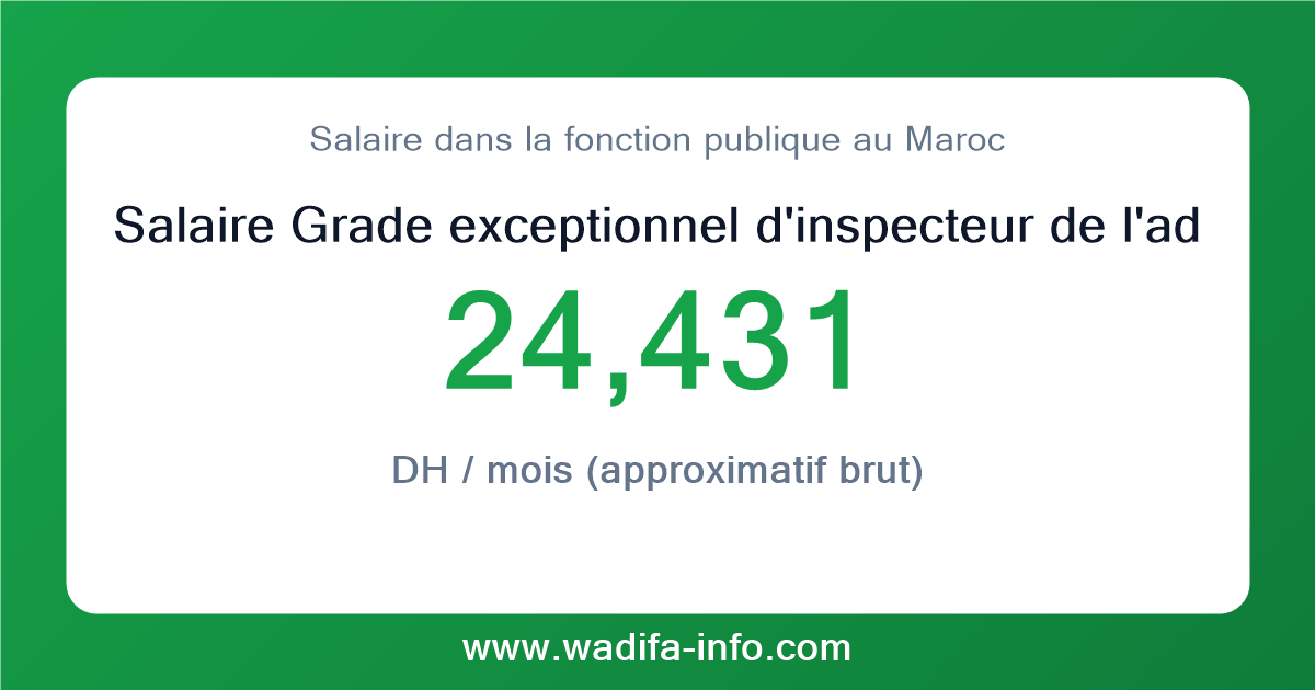 Salaire Grade exceptionnel d'inspecteur de l'administration territoriale au Maroc 2026 — grille officielle de la fonction publique