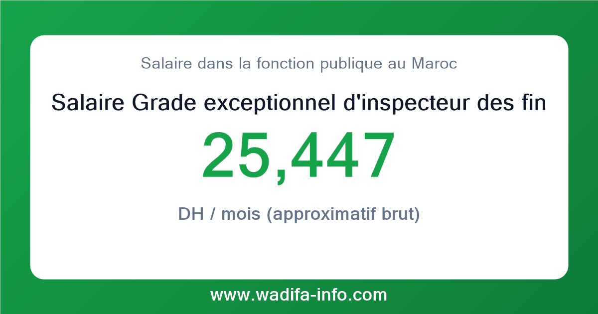 Salaire Grade exceptionnel d'inspecteur des finances au Maroc 2026 — grille officielle de la fonction publique