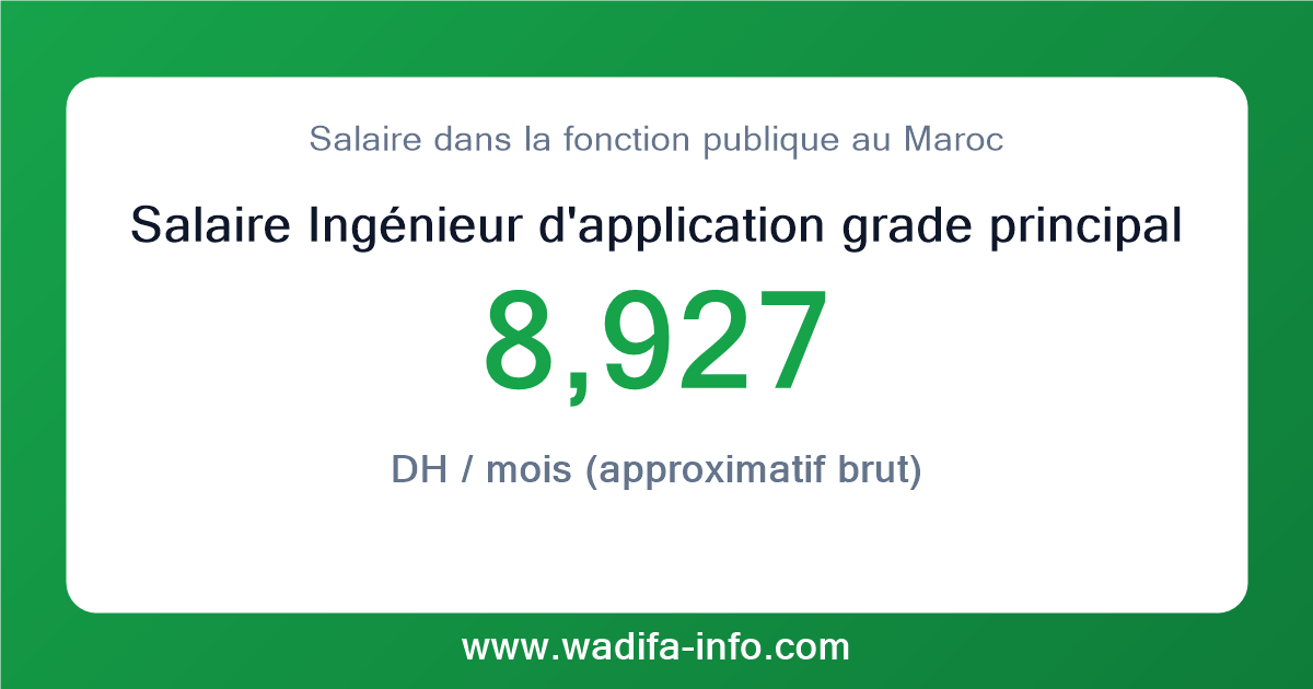 Salaire Ingénieur d'application grade principal au Maroc 2026 — grille officielle de la fonction publique