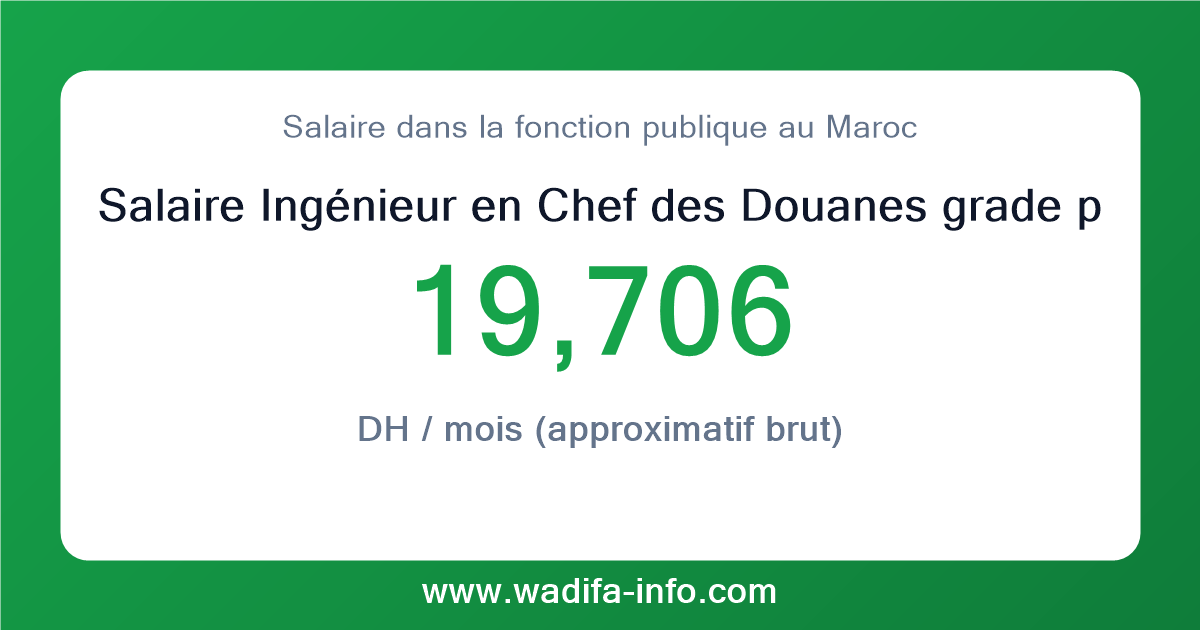 Salaire Ingénieur en Chef des Douanes grade principal au Maroc 2026 — grille officielle de la fonction publique