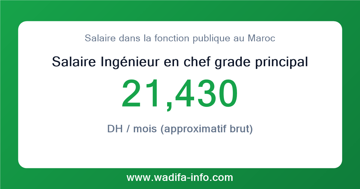 Salaire Ingénieur en chef grade principal au Maroc 2026 — grille officielle de la fonction publique
