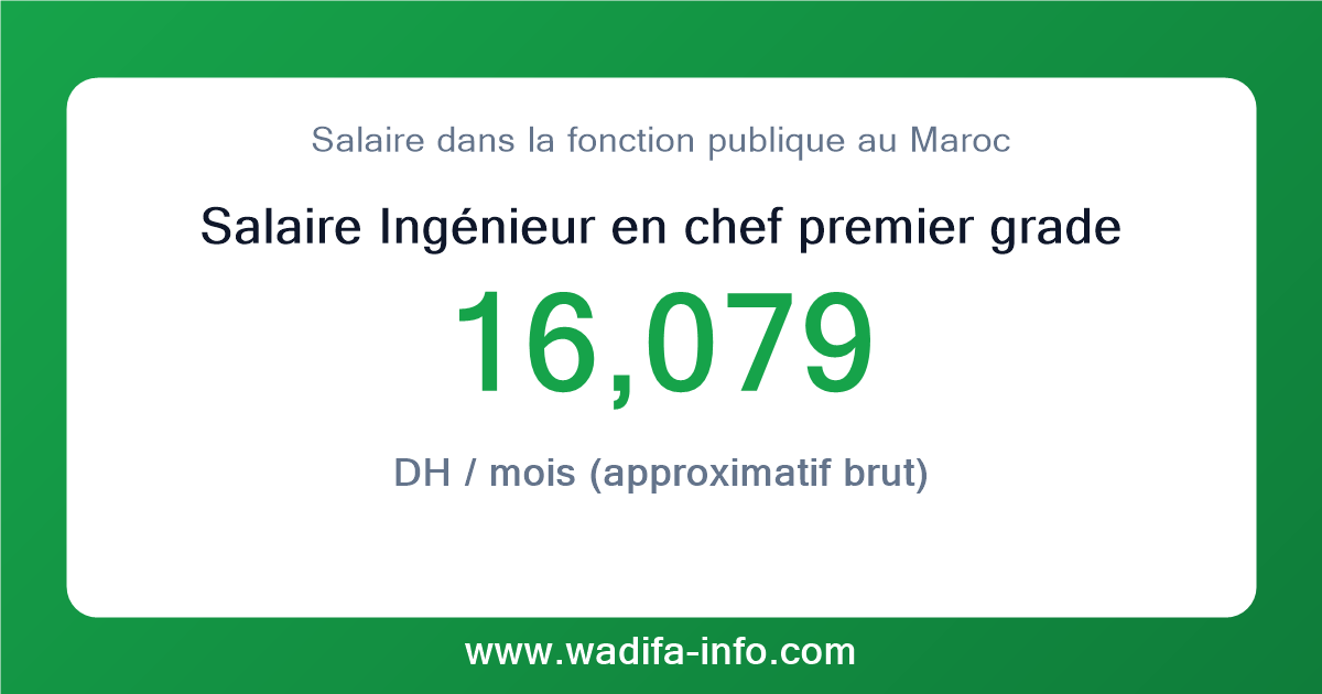 Salaire Ingénieur en chef premier grade au Maroc 2026 — grille officielle de la fonction publique