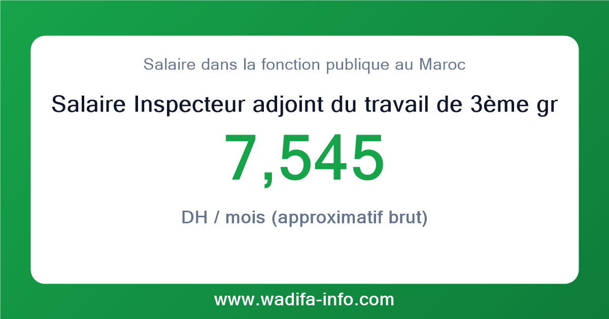 Salaire Inspecteur adjoint du travail de 3ème grade au Maroc 2026 — grille officielle de la fonction publique