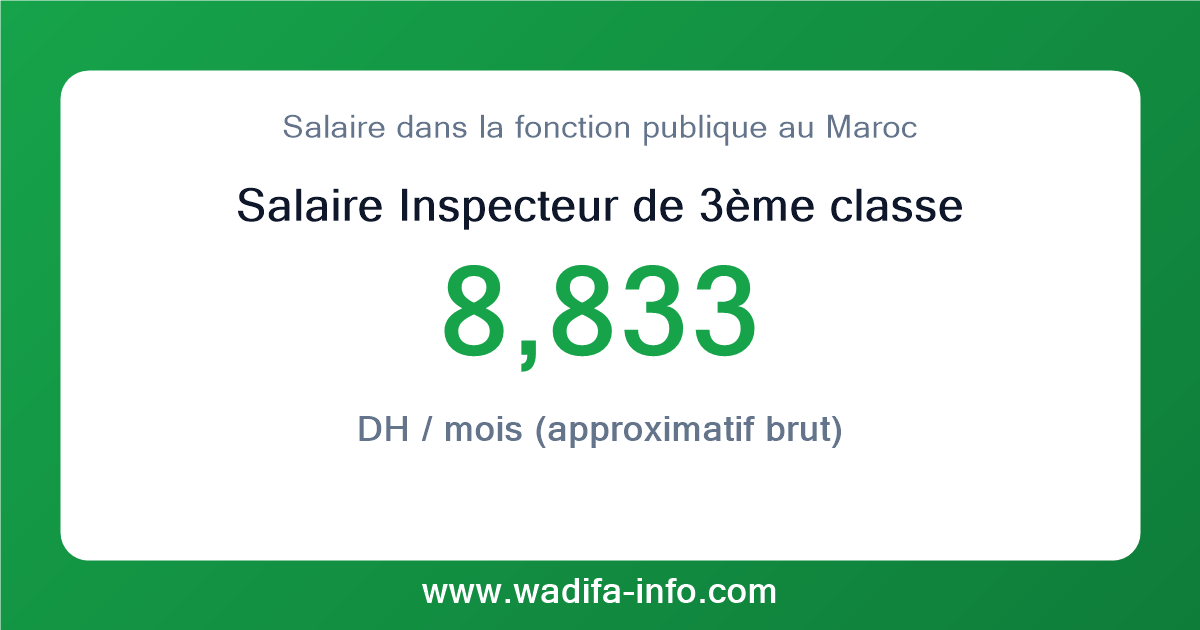 Salaire Inspecteur de 3ème classe au Maroc 2026 — grille officielle de la fonction publique