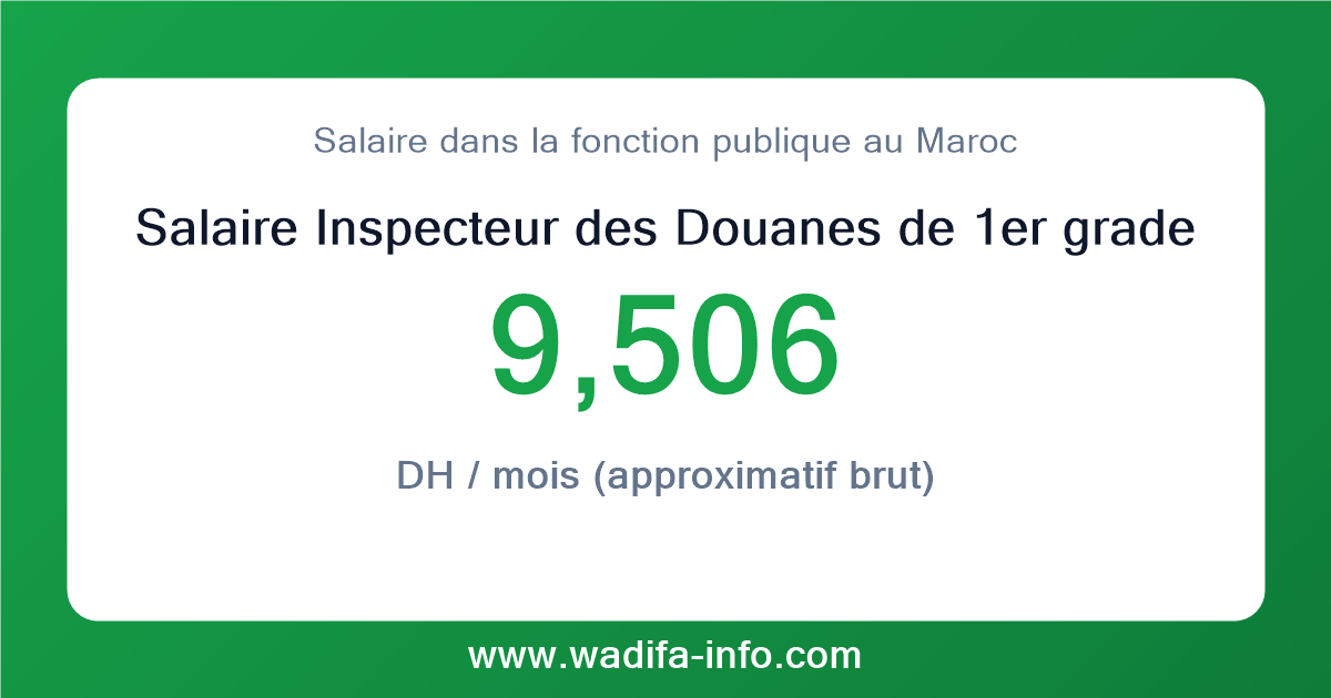 Salaire Inspecteur des Douanes de 1er grade au Maroc 2026 — grille officielle de la fonction publique