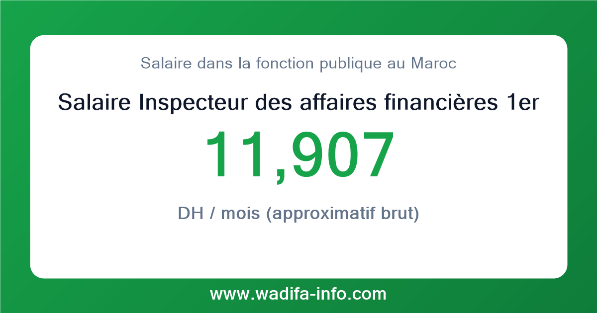 Salaire Inspecteur des affaires financières 1er grade au Maroc 2026 — grille officielle de la fonction publique