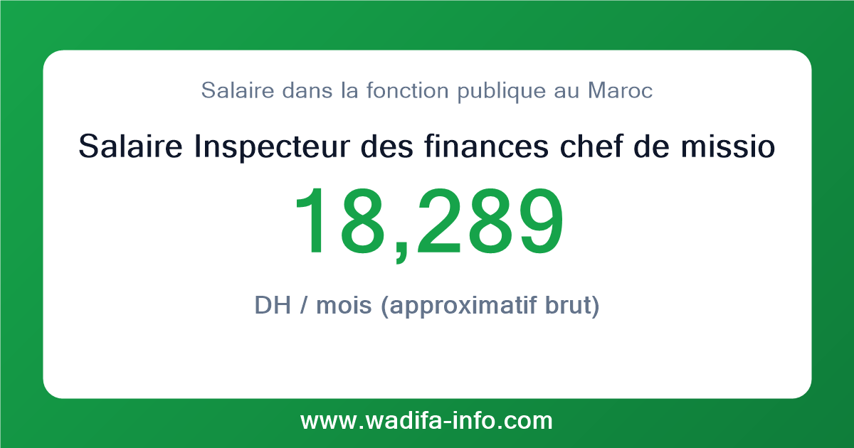 Salaire Inspecteur des finances chef de mission au Maroc 2026 — grille officielle de la fonction publique