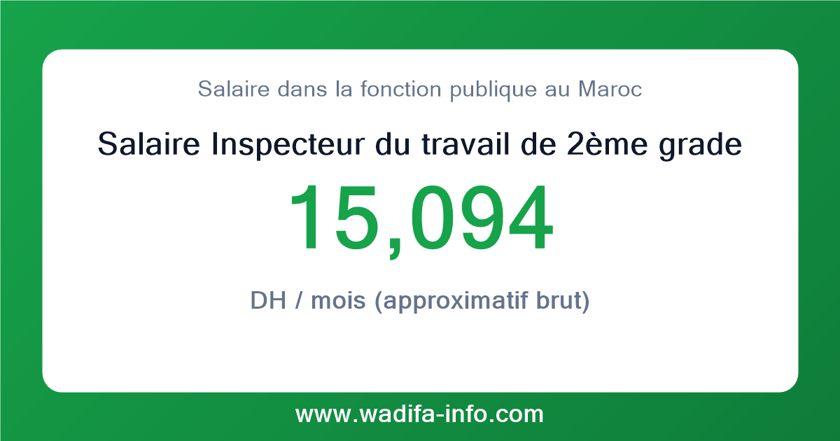 Salaire Inspecteur du travail de 2ème grade au Maroc 2026 — grille officielle de la fonction publique