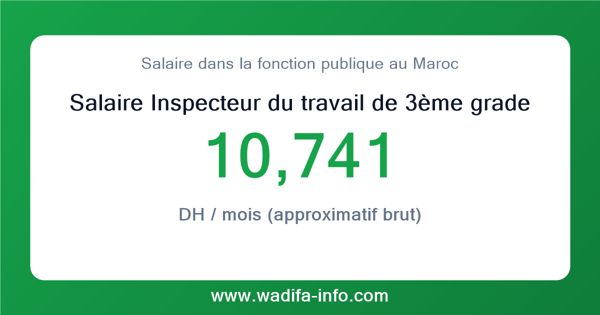 Salaire Inspecteur du travail de 3ème grade au Maroc 2026 — grille officielle de la fonction publique
