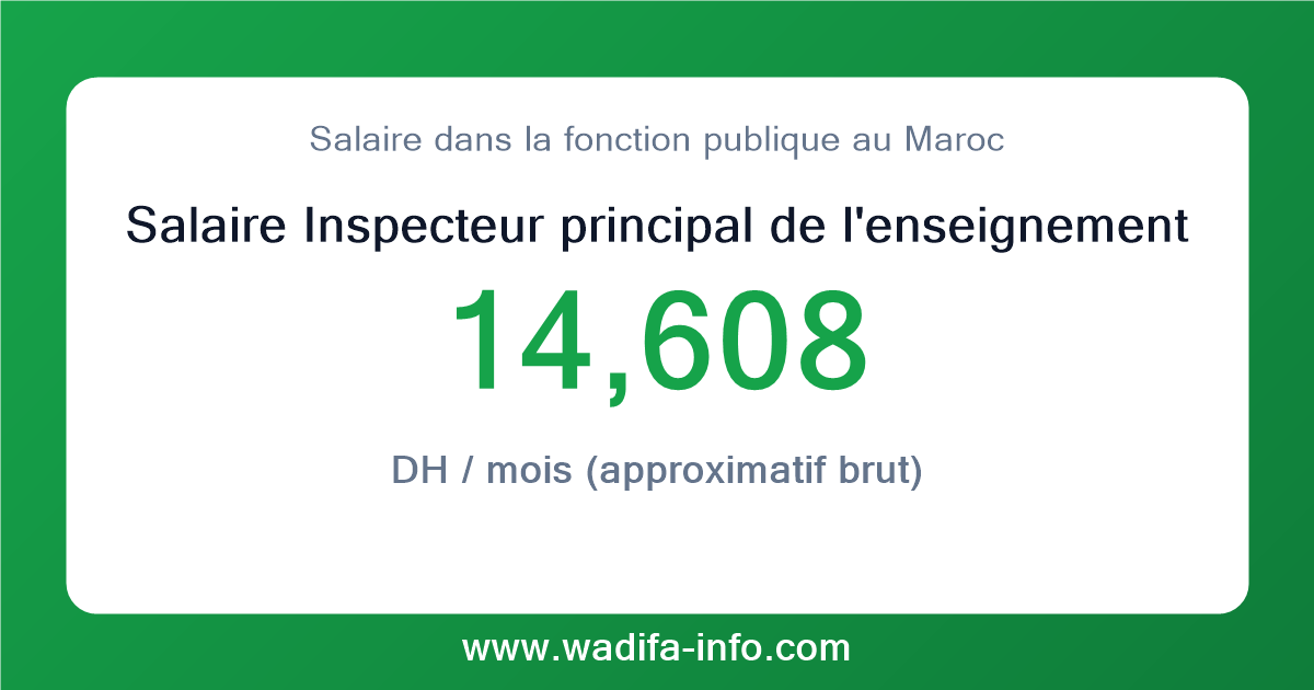 Salaire Inspecteur principal de l'enseignement artistique (Personnel d'inspection et d'enseignement artistique exerçant d'autres fonctions) au Maroc 2026 — grille officielle de la fonction publique
