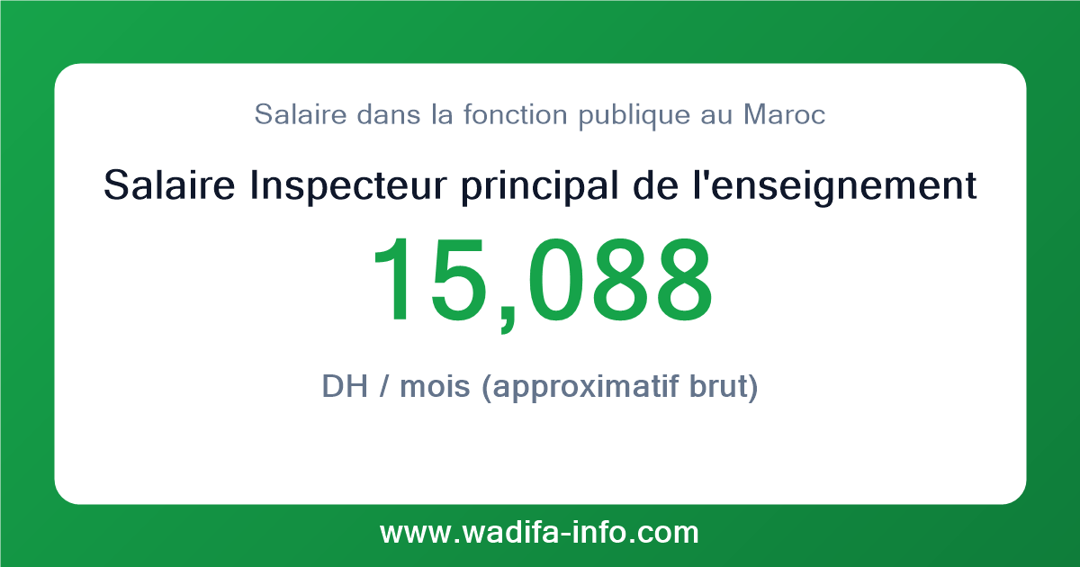 Salaire Inspecteur principal de l'enseignement artistique (Personnel d'inspection et d'enseignement artistique exerçant des fonctions d'enseignement ou d'inspection) au Maroc 2026 — grille officielle de la fonction publique