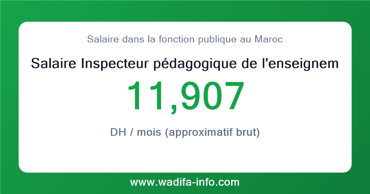 Salaire Inspecteur pédagogique de l'enseignement primaire 1er grade  au Maroc 2026 — grille officielle de la fonction publique
