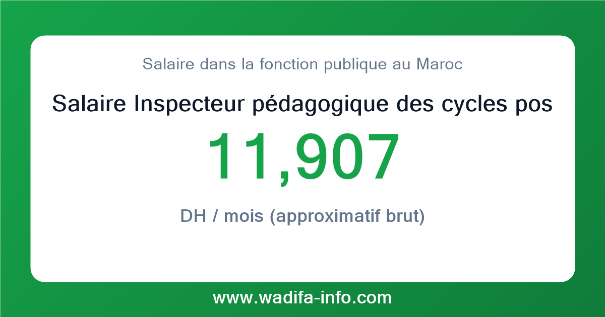 Salaire Inspecteur pédagogique des cycles post-baccalauréat 1er grade au Maroc 2026 — grille officielle de la fonction publique