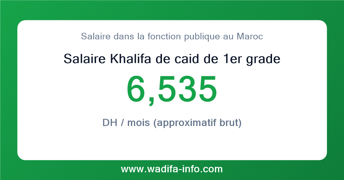 Salaire Khalifa de caid de 1er grade au Maroc 2026 — grille officielle de la fonction publique