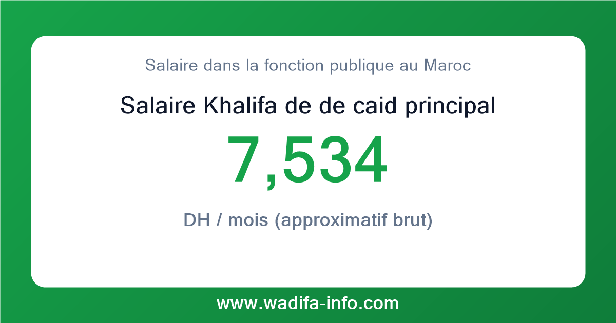 Salaire Khalifa de de caid principal au Maroc 2026 — grille officielle de la fonction publique