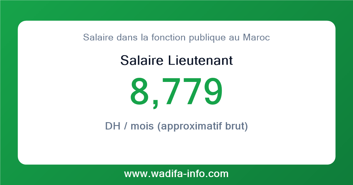 Salaire Lieutenant au Maroc 2026 — grille officielle de la fonction publique