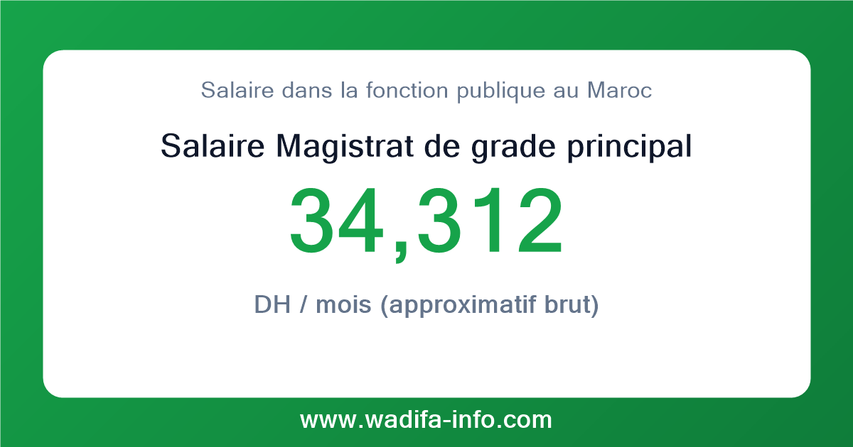 Salaire Magistrat de grade principal au Maroc 2026 — grille officielle de la fonction publique