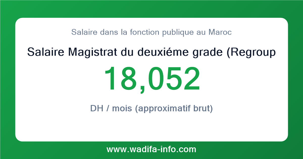 Salaire Magistrat du deuxiéme grade (Regroupement des cadres de la cour des comptes) au Maroc 2026 — grille officielle de la fonction publique