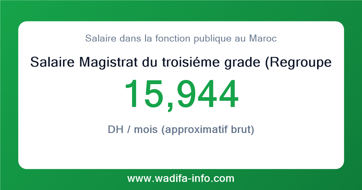 Salaire Magistrat du troisiéme grade (Regroupement des cadres de la cour des comptes) au Maroc 2026 — grille officielle de la fonction publique