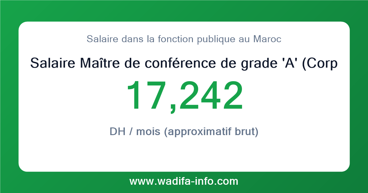 Salaire Maître de conférence de grade 'A' (Corps des enseignants-chercheurs de l’enseignement supérieur) au Maroc 2026 — grille officielle de la fonction publique