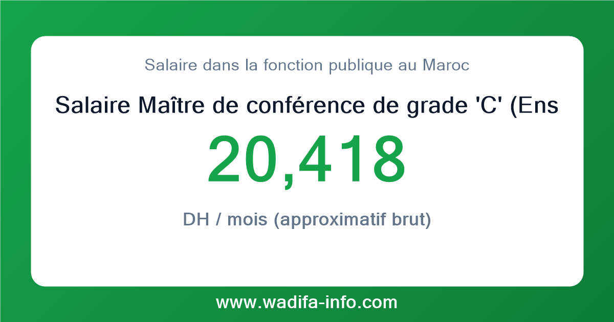Salaire Maître de conférence de grade 'C' (Enseignants chercheurs des établissements d'enseignement supérieur ne relevant pas des universités) au Maroc 2026 — grille officielle de la fonction publique