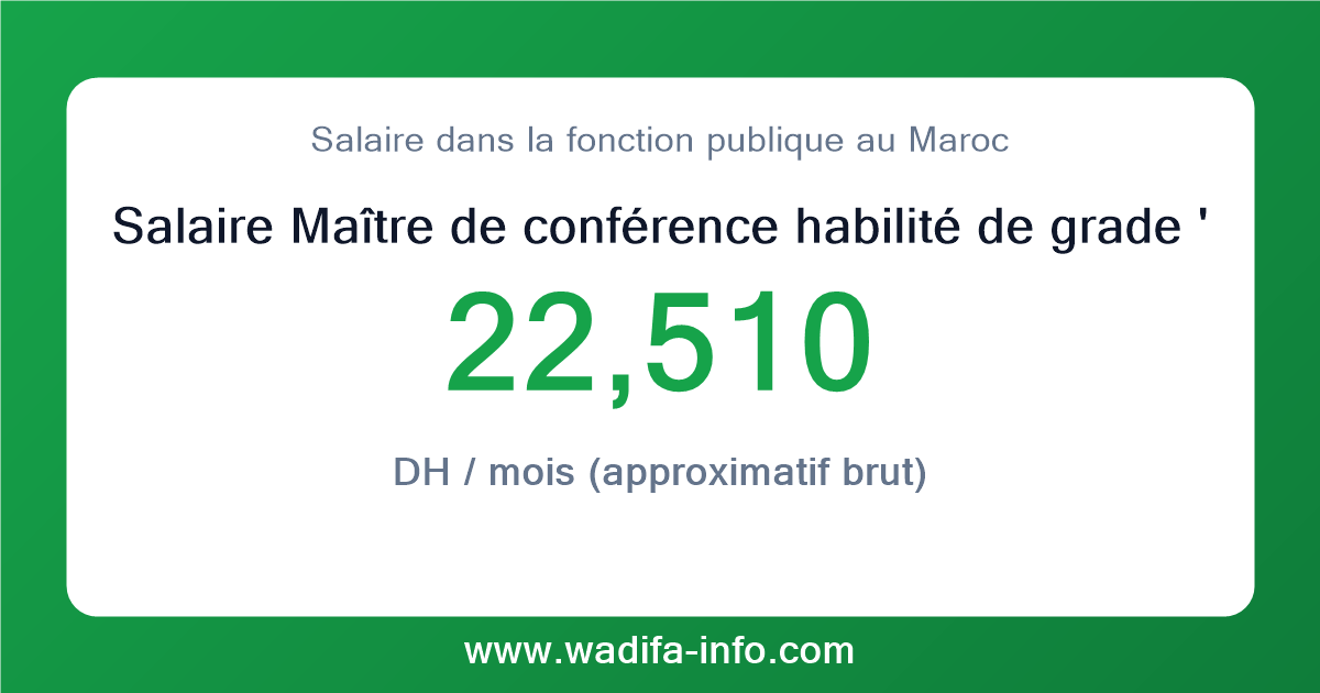 Salaire Maître de conférence habilité de grade 'C' (Enseignants chercheurs des établissements d'enseignement supérieur ne relevant pas des universités) au Maroc 2026 — grille officielle de la fonction publique