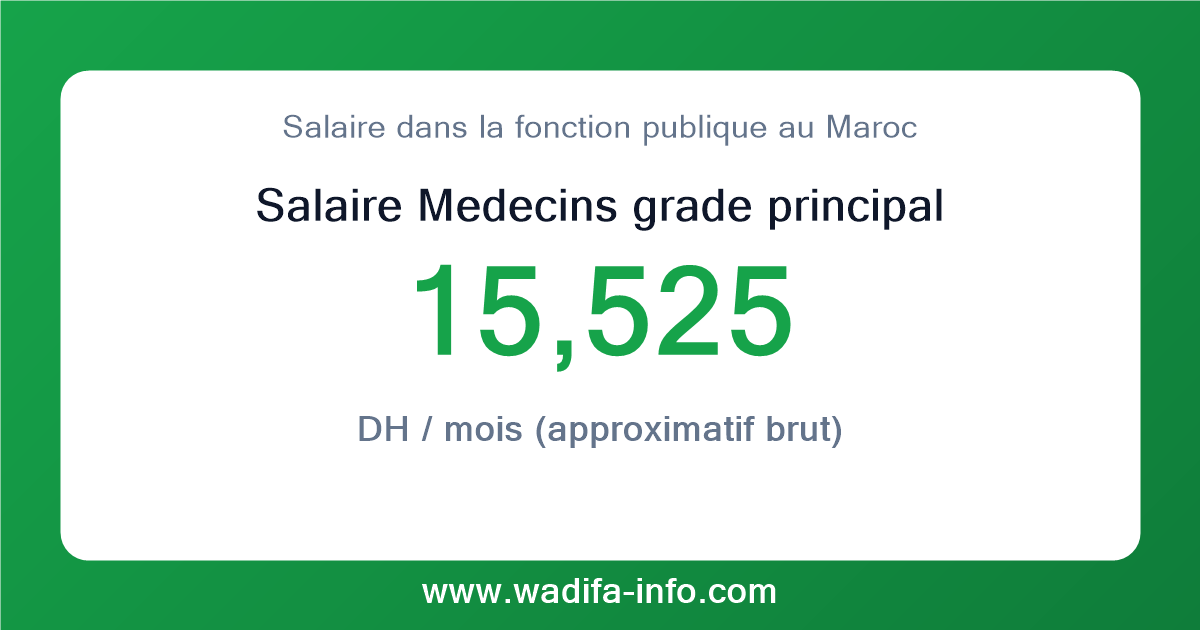 Salaire Medecins grade principal au Maroc 2026 — grille officielle de la fonction publique