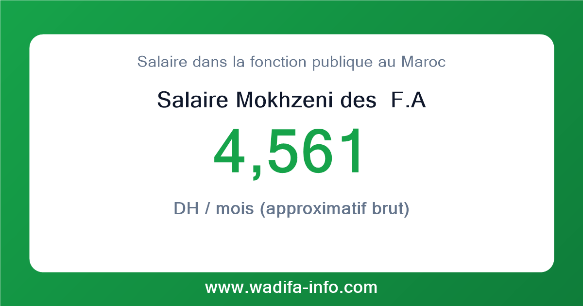 Salaire Mokhzeni des  F.A au Maroc 2026 — grille officielle de la fonction publique