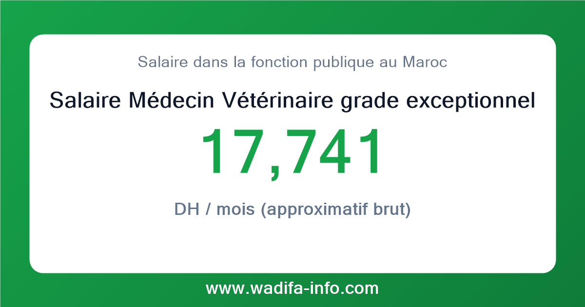 Salaire Médecin Vétérinaire grade exceptionnel au Maroc 2026 — grille officielle de la fonction publique