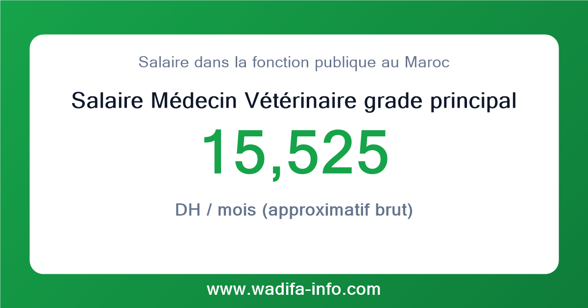 Salaire Médecin Vétérinaire grade principal au Maroc 2026 — grille officielle de la fonction publique