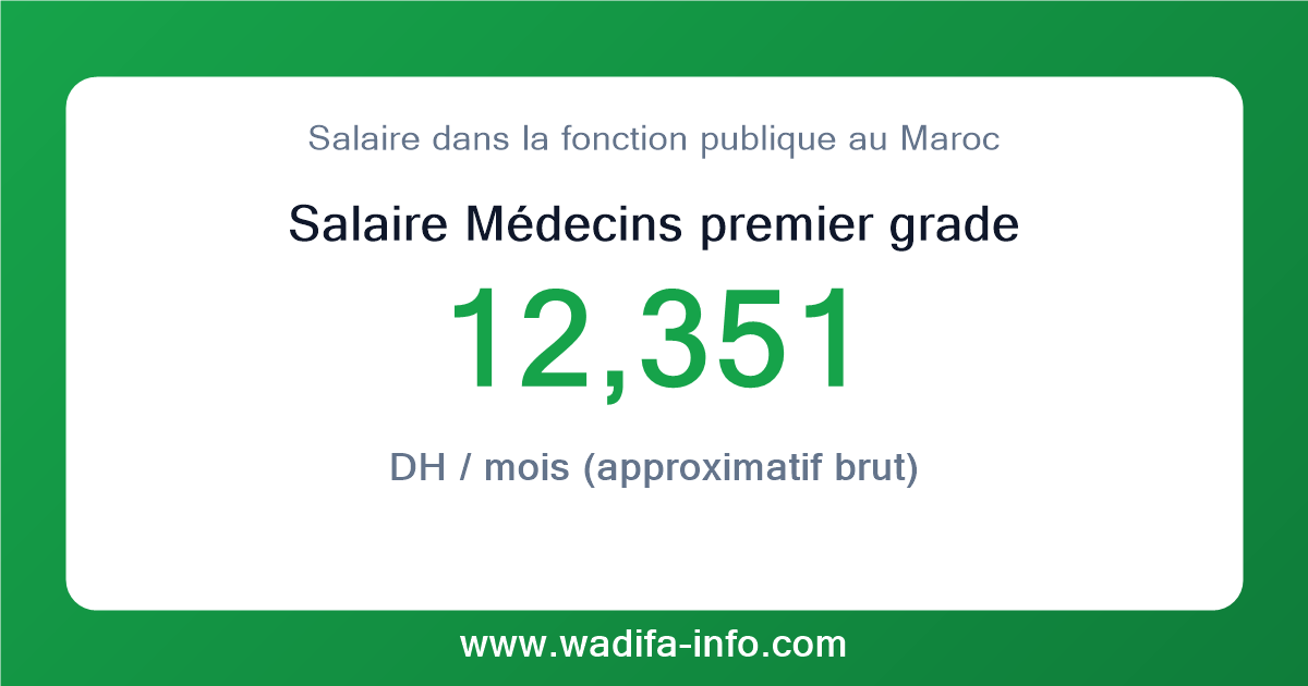 Salaire Médecins premier grade au Maroc 2026 — grille officielle de la fonction publique