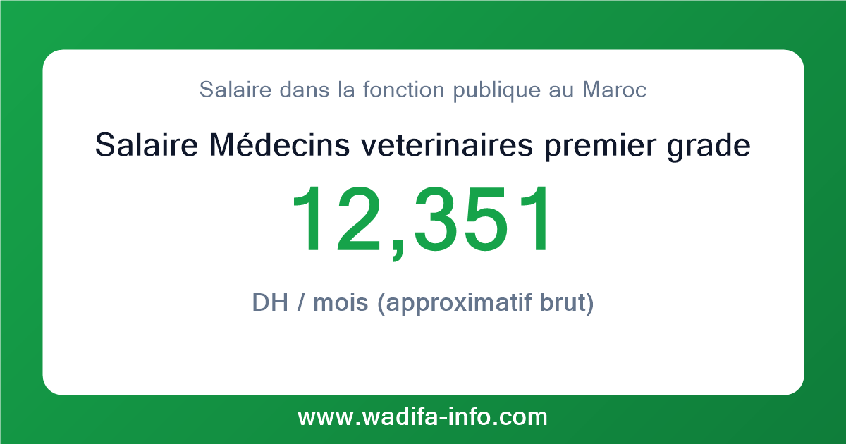 Salaire Médecins veterinaires premier grade au Maroc 2026 — grille officielle de la fonction publique