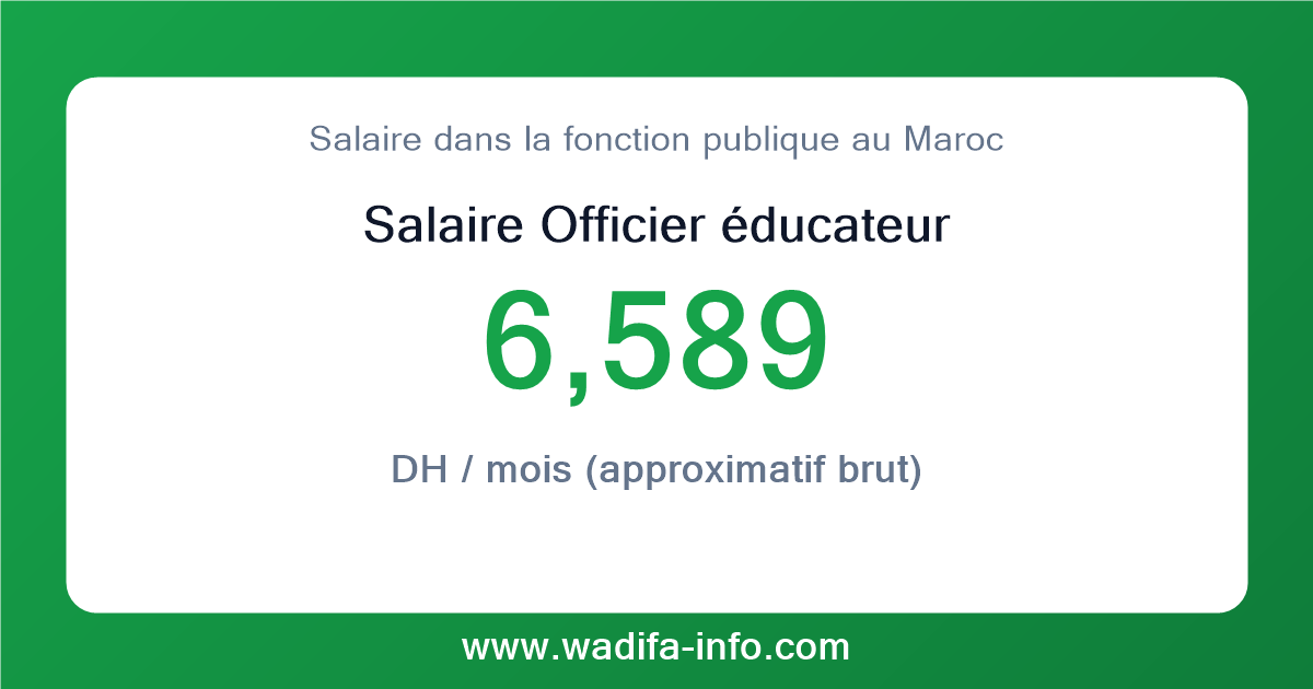 Salaire Officier éducateur au Maroc 2026 — grille officielle de la fonction publique