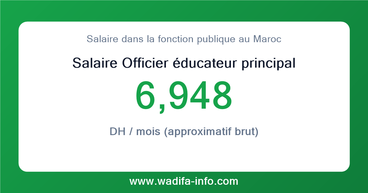 Salaire Officier éducateur principal au Maroc 2026 — grille officielle de la fonction publique